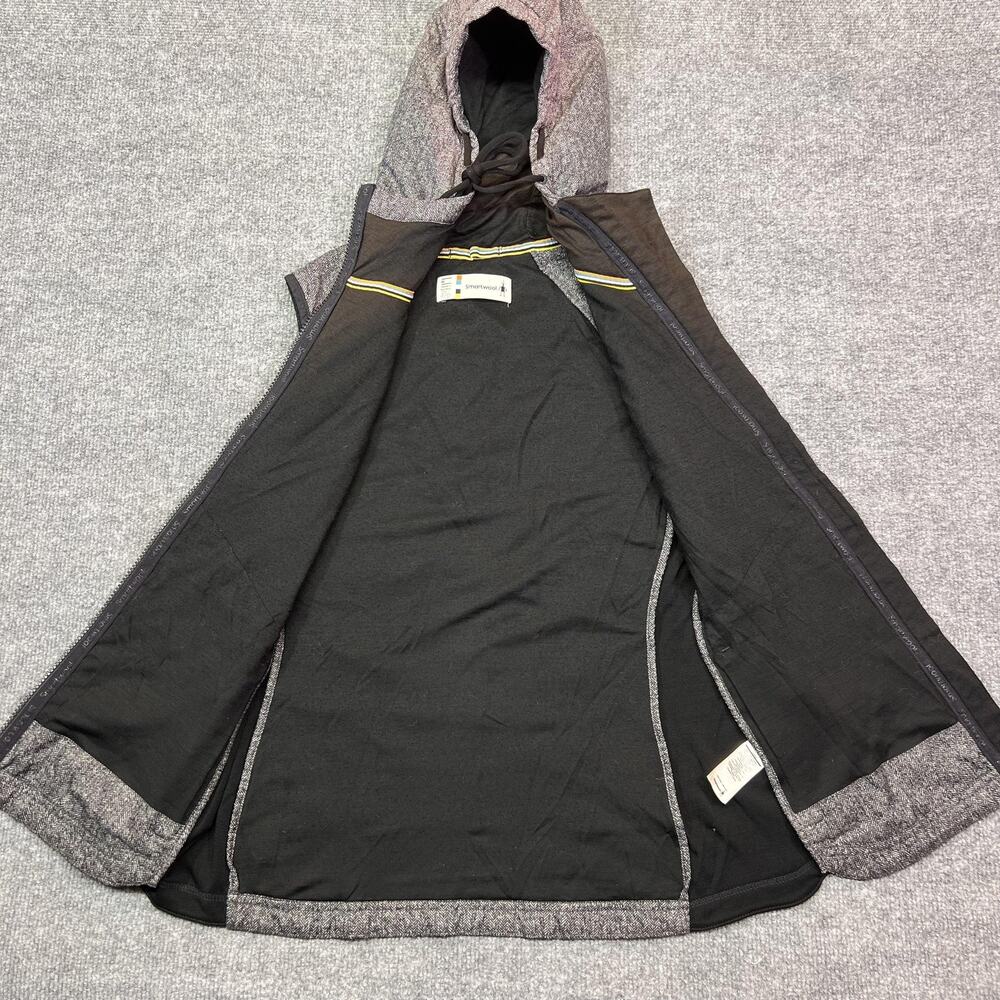 Smartwool Vest Womens Medium Gray Herringbone Hooded Full Zip Wool Lined Warm - Picture 5 of 10